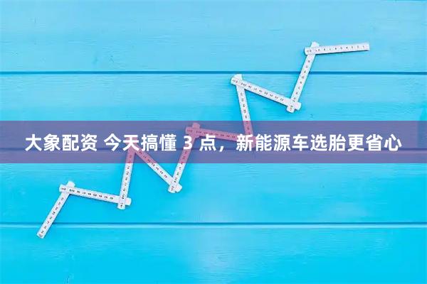 大象配資 今天搞懂 3 點(diǎn)，新能源車選胎更省心